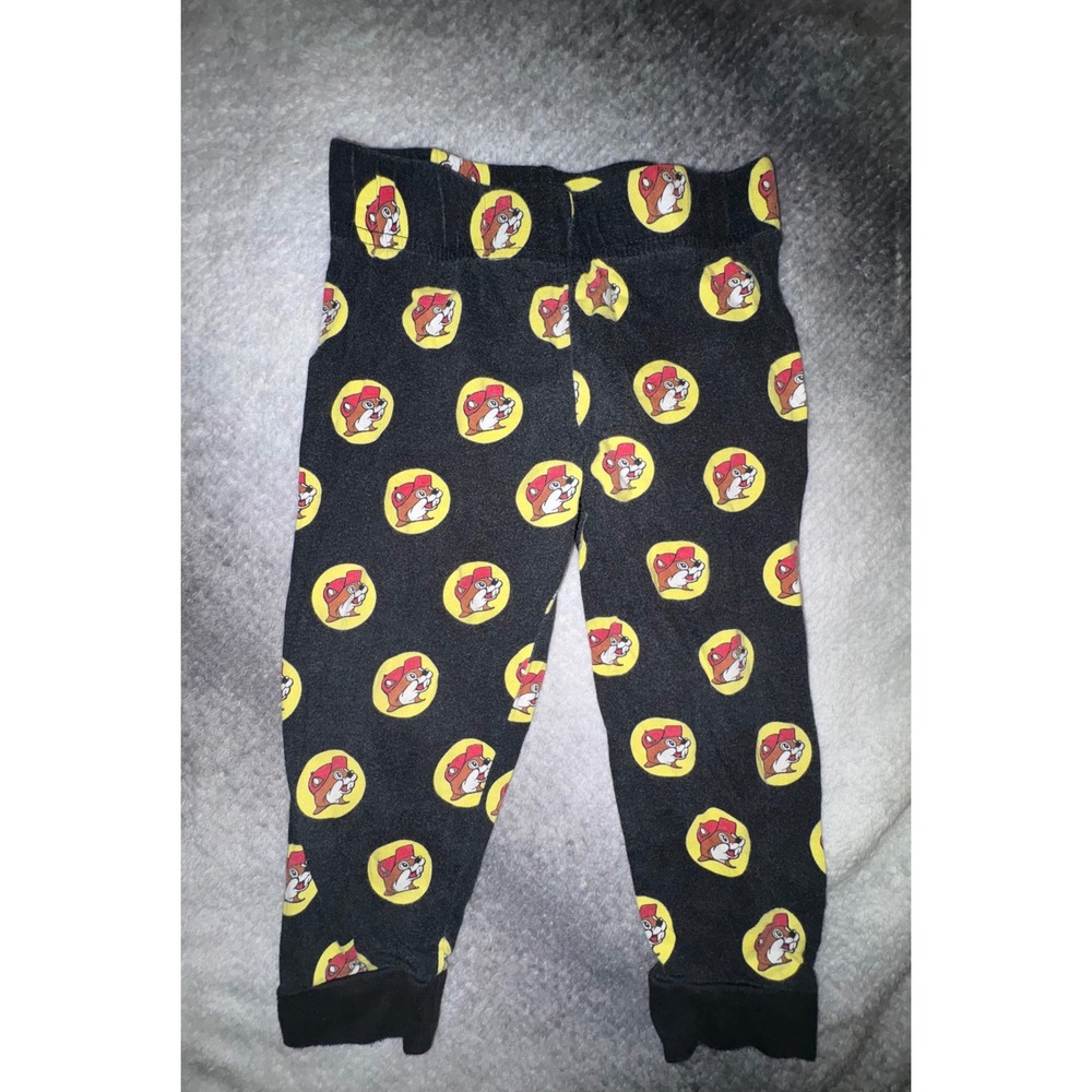 (CL) Buc-ees Beaver Logo Print Toddler Joggers Pants Black Yellow 2T